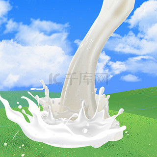 草原背景图片_牛奶奶粉乳制品PSD分层主图背景素材