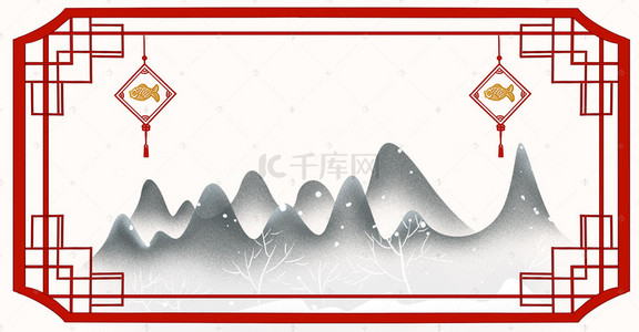 古典文本框背景图片_红色中国风新年边框背景