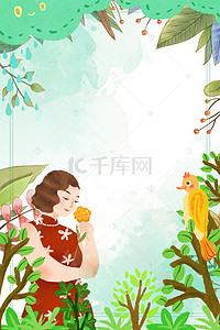 女王节小清新背景背景图片_小清新花卉妇女节合成背景