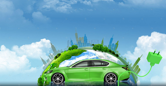 汽车背景背景图片_创意新能源汽车背景合成