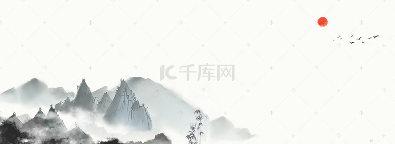 背景图片_中国古风水墨山水banner背景