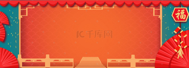中式创意春节背景图片_复古中式创意背景边框合成