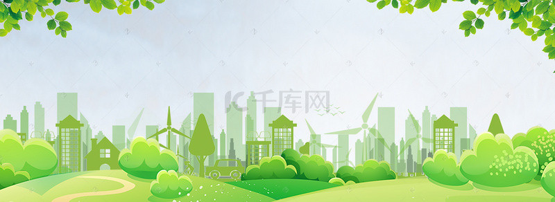 环保科技背景图片_绿色健康低碳出游banner