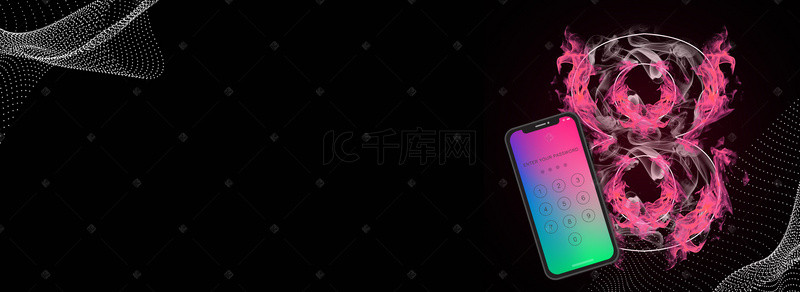 黑banner背景图片_iPhone8手机上新大气黑banner