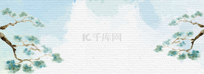 中国风水墨花卉树枝banner