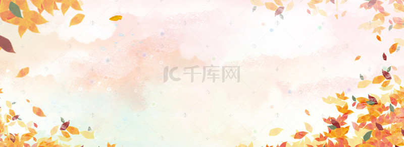 设计banner背景图片_秋季枫树叶文艺黄树叶banner