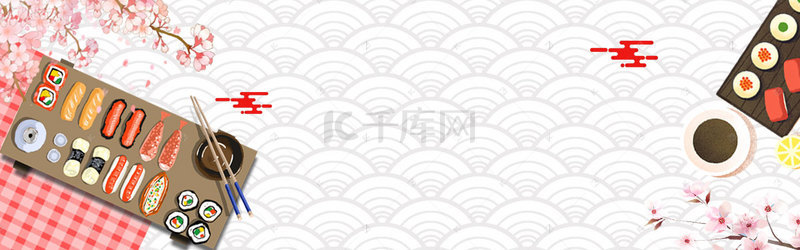 简约日系背景素材背景图片_日系风格美食卡通banner海报背景