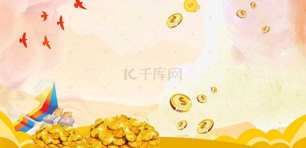 金色手绘文艺海报banner背景