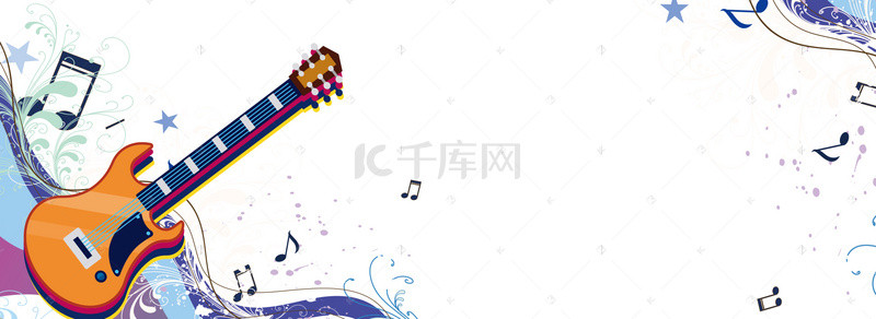 音符背景图片_音乐邀请函手绘白色banner