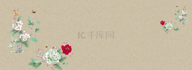 中式背景背景图片_中国风工笔花鸟背景墙装饰画