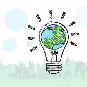公益环保绿色拯救地球灯泡自行车海报背景