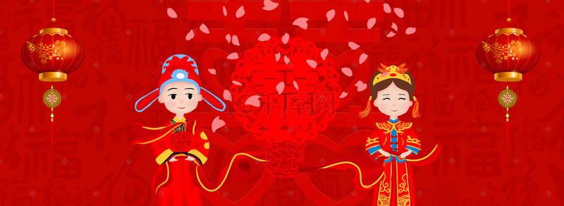 banner浪漫背景图片_婚礼古典中国风喜庆红色banner