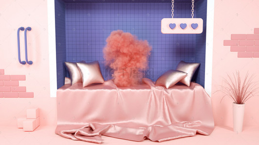 淘宝创意海报背景背景图片_带粉色烟雾的粉色场景