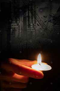 中国平安平安中国背景图片_蜡烛祈福自然灾害损失惨重背景海报
