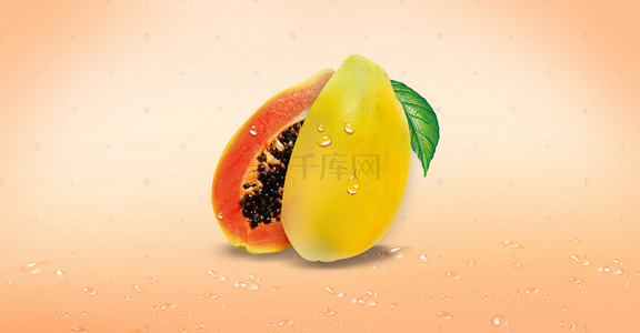 水果季节背景图片_创意木瓜季节水果促销海报背景