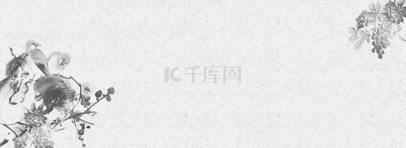 淘宝背景背景图片_中国风复古纹理水墨花鸟电商淘宝背景