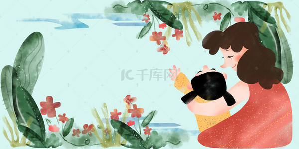 感恩母亲节活动背景图片_卡通手绘感恩母亲节海报背景