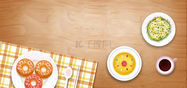 卡通木纹背景图片_美食甜点吃货节海报