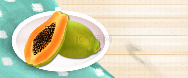 季节促销海报背景图片_木瓜季节水果促销海报背景