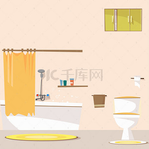 家居背景图片_粉色可爱厕所海报背景
