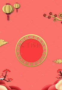 春节复古海报背景图片_创意金色喜庆猪年海报