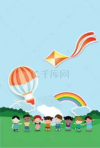 开学季活动促销背景图片_卡通清新六一儿童节矢量背景