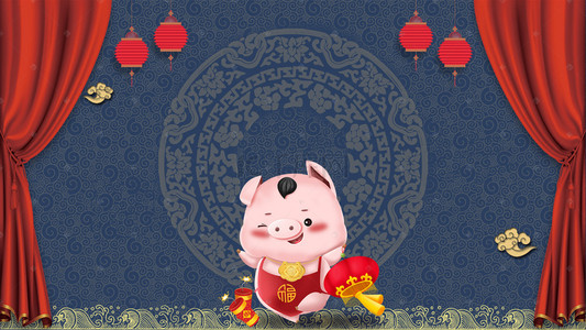 猪年背景图片_中国风猪年新年背景海报