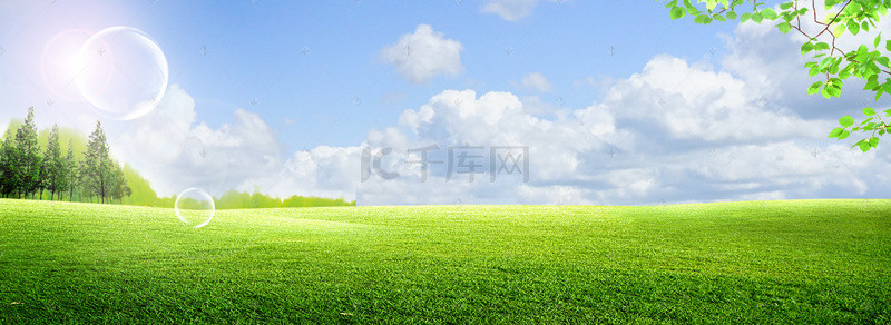 风景背景图片_空旷草地清新banner