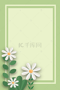绿叶手绘边框背景图片_绿叶雏菊春季初夏海报背景素材
