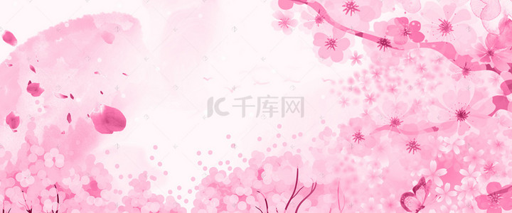 唯美粉色花朵背景背景图片_小清新文艺浪漫唯美粉色樱花节背景