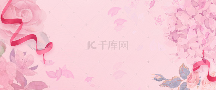 爱心背景图片_小清新唯美女生节粉色花卉背景