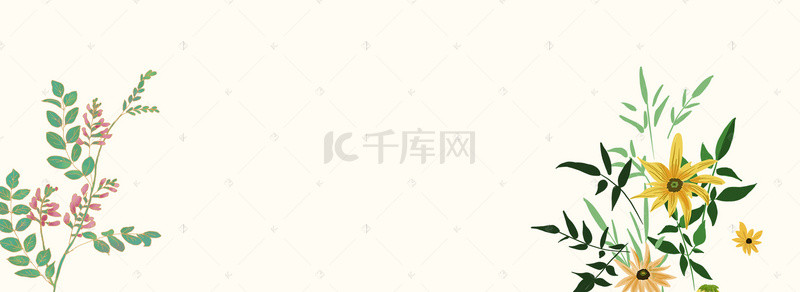 手绘绿植护肤品海报背景psd