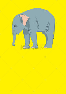 动物公益背景图片_黄色保护大象公益海报背景素材