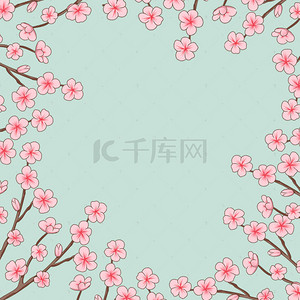 卡通扁平手绘樱花旅游背景素材