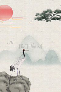 手绘海报背景图片_矢量古典古风手绘彩绘山水背景