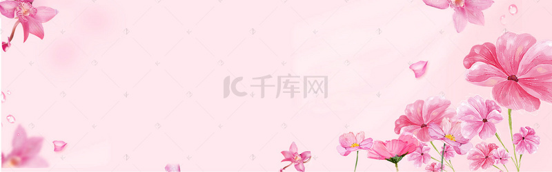 手绘花背景促销banner