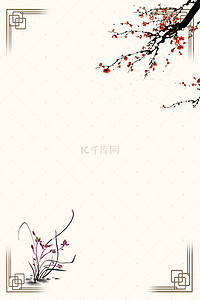 手绘海报背景图片_矢量古典中国风水墨花草背景
