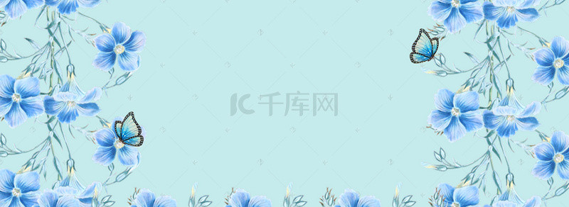 新春花背景图片_蓝色新春创意背景海报banner