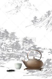 禅意海报背景背景图片_茶文化海报背景素材
