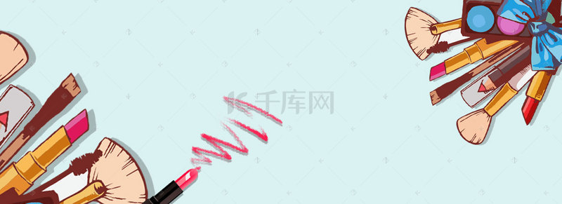 美妆节文艺手绘小清新蓝banner