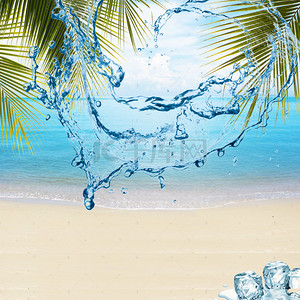 蓝色大海果汁饮料PSD分层主图背景素材