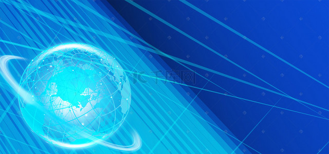 蓝色科技商业海报背景图片_三角几何科技科幻蓝色海报背景