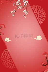 新年快乐梅花背景图片_红色新年梅花广告背景