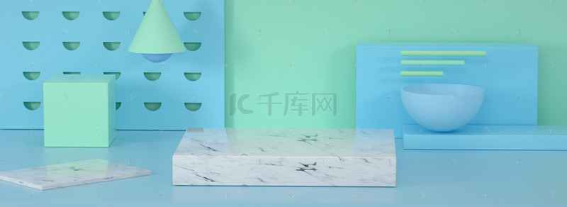 淘宝图片背景图片_C4D立体夏日清凉电商展台banner