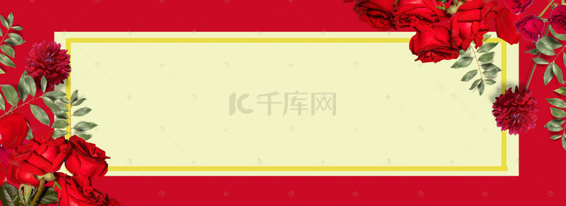 红色主题展板背景图片_红色时尚花卉主题婚礼展板背景