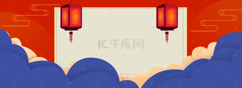 复古淘宝海报背景图片_年货节复古中国风淘宝海报背景PSD