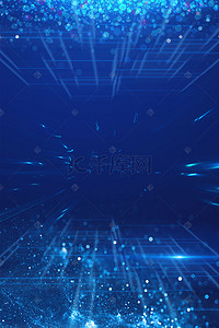 高端大气商务背景图片_蓝色科技简约电子线条光效背景