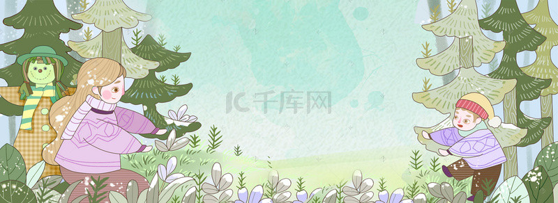 手绘卡通温馨母亲节花卉文艺背景