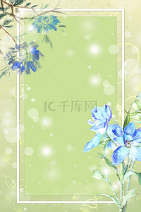 淡绿色手绘春季上新花卉边框背景