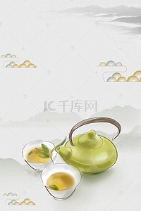 风茶具背景图片_复古中国风茶道平面素材